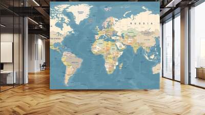 World Map Vector. Detailed illustration of worldmap Wall mural