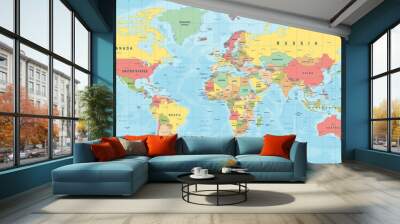 World Map Vector. Detailed illustration of worldmap Wall mural