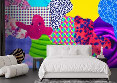 Contemporary art collage. Mix stylish textures Wall mural