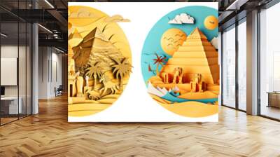 Papercraft set. Egypt. tourism, travel, vacation concept.  Wall mural