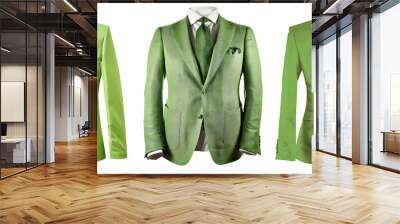 Set of fashion elegant green suit on isolated background. Wall mural