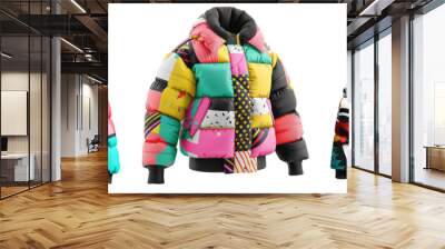 Set of winter colorfull print puffer on isolated background. Wall mural