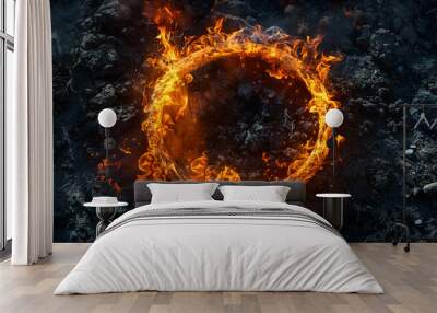 A covens spell to bind darkness cast in a ring of fire Wall mural