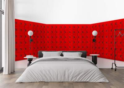 Red locker box or gym locker inside the room PNG transparent Wall mural