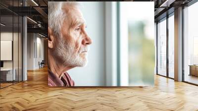 Elderly man attending a seminar on preventing falls at home, public health focus on safety, geriatric fall prevention education, elder safety Wall mural