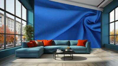 Close Up Polyester texture background,Blue fabric Wall mural