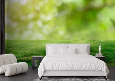 Nature green grass with bokeh background. Wall mural