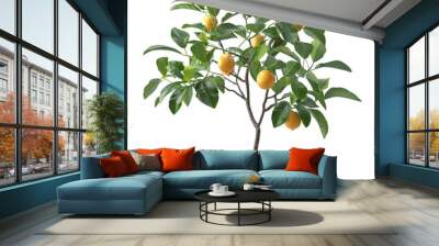 lemon tree branch isolated on transparent background Wall mural