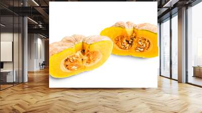 Ripe pumpkin in half isolated on white Wall mural