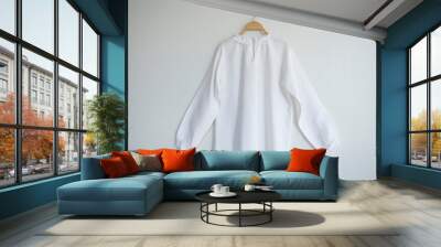 White blouse linen on white background. Wall mural