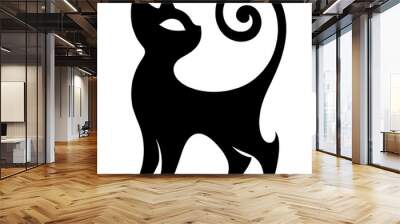 Performing funny and amusing poses, a cute cat with an exotic shape is depicted in the vector illustration Wall mural