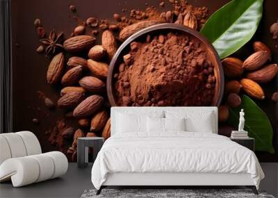 cocoa powder, raw cocoa beans Wall mural