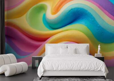 Colorful rainbow ice cream on pastel background. Wall mural