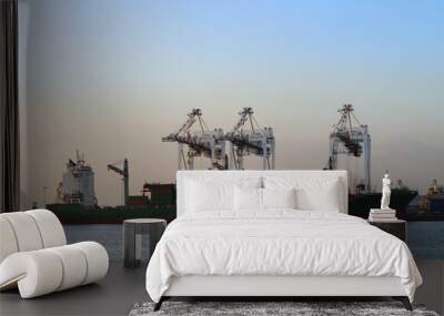 Cargo ship with shipping containers Wall mural