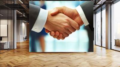 Attractive Businessman handshake for teamwork of business merger and acquisition,successful negotiate,job interview,two businessman shake hand,partnership and business deal concept Greeting deal. Wall mural