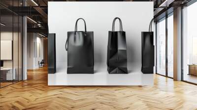 Black shopping bags on light white background,Hot sale,Shopping Online Concept,copy space. Wall mural