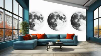 Full moon phases vector design set,This image is an image of the changing process of the moon,Moon phases banner,Symbol of Earth natural cycle,Astronomy and astrology,planets,blue moon,copy space. Wall mural