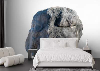 Rock isolated on white background,  grey stone with rough edges. Wall mural