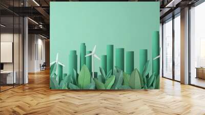 Sustainable growth, renewable energy plants, flat design illustration Wall mural