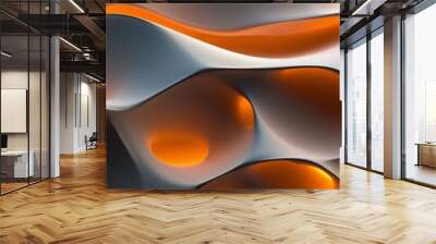 Abstract Orange and Gray  D Wavy Background Wall mural