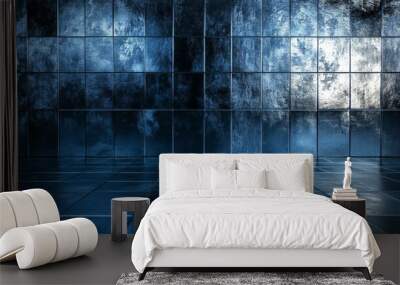 Blue Tile Floor with Wall Background Wall mural