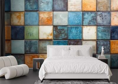 Colorful Square Tiles Wall Texture Background Wall mural