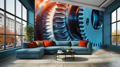 Industrial Gear Wheels Mechanism Closeup Wall mural