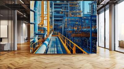 Industrial Plant with Pipes  Catwalks  and Structures Wall mural