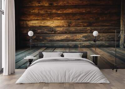 Rustic Wooden Wall and Floor Interior Background Wall mural