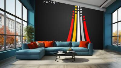 colored stripes with circles over black background. retro vector backdrop. design template. bright l Wall mural