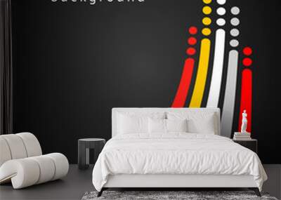 Colored stripes with circles over black background. Retro vector backdrop. Design template. Bright lines directed upwards. Abstract illustration. Concept of leadership, competition, success and etc Wall mural