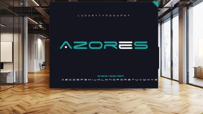 Azoresh minimal tech font letter set. Luxury vector typeface for company. Modern gaming fonts logo design. Wall mural