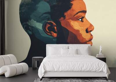 Abstract Portrait of a Person in Profile Wall mural