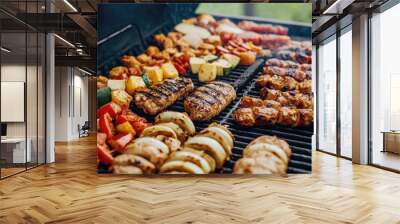 Close-Up of Assorted Grilled Food on a Barbecue Wall mural