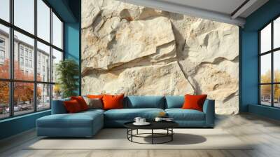 Rough Stone Texture in Creamy White Wall mural