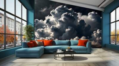 clouds set isolated black background Wall mural