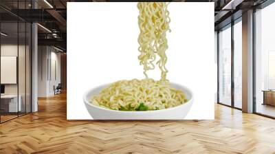 Bowl with instant noodles and chopsticks close up. Png transparency Wall mural