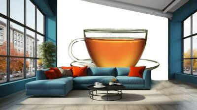 Cup of tea or glass cup of hot aromatic tea. PNG transparency Wall mural