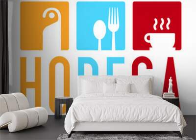 HoReCa icon vector on white. Hotel Restaurant Cafe. Wall mural