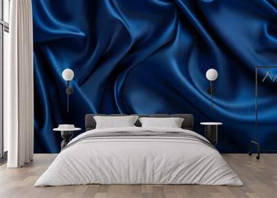 Smooth Dark Blue Satin Fabric Texture Background Wall mural