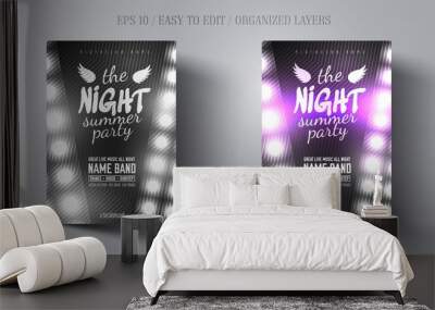 Poster or flyer template for night dance party in black and white noir style. Invitations to events,show,concert.Layout design banner for music disco club. Abstract background.Vector illustration Wall mural