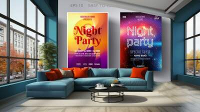 Set poster for night party.Flyer design template.Concept design for banner.Set flyer for dance club party.Layout invitation.Abstract background.Layout cover booklet.Vector wallpaper.Poster template. Wall mural