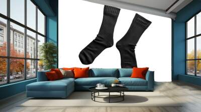 A pair of black socks isolated on transparent background Wall mural