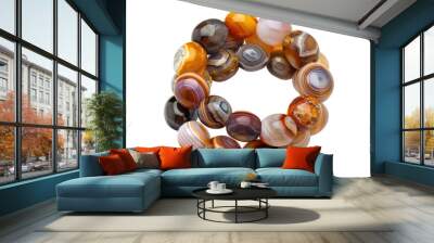 Agate bracelets isolated on transparent background Wall mural