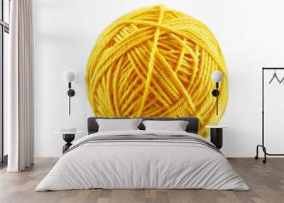 Ball of yellow thread isolated on transparent background Wall mural