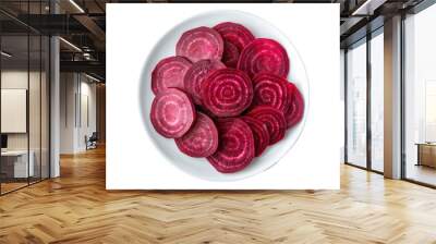 Beetroot slice in white plate isolated on transparent background Wall mural