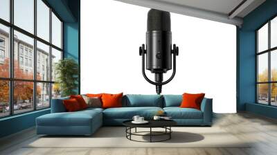 Black podcast microphone isolated on transparent background Wall mural