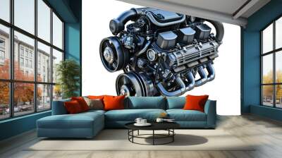 Car engine isolated on transparent background Wall mural