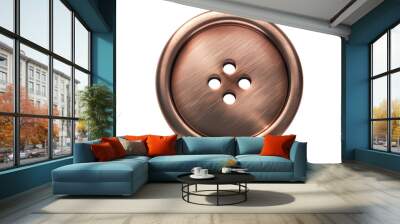 Copper button isolated on transparent background Wall mural