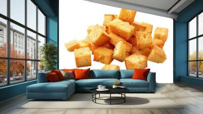 Croutons isolated on white background Wall mural